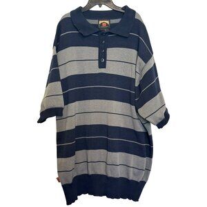 Striped Knit Polo Shirt Men’s 3X Gray & Navy